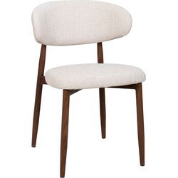 Eetkamerstoel - Beige Stof - Zithoogte 47cm - 54x52x78cm - Alexia - Set van 2