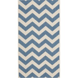 Safavieh Chevron Indoor/Outdoor Woven Area Rug, Courtyard Collection, CY6244, in Blue & Beige, 79 X 152 cm