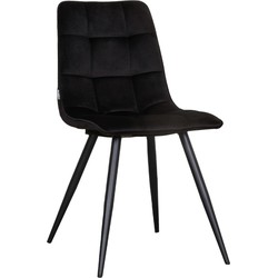 LABEL51 Eetkamerstoel Bistro - Zwart - Fluweel - Black Frame