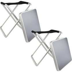 HIXA Opvouwbare kruk - 2 Stuks - Vouwkruk met Tafelblad - Inklapbaar krukje - Grijs - 40x40x47 - Polyester
