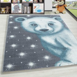 Kids Kinderkamer Blauw - Grijs vloerkleed - Beer - 120 X 170 CM