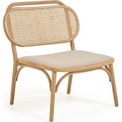 Kave Home - Doriane solid oak easy chair with natural finish and upholstered seat