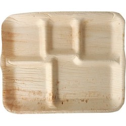 12x Palmblad borden met vakken 27 cm - Bordjes