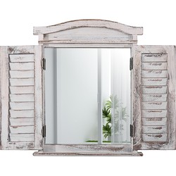 Cosmo Casa  Wandspiegel met spiegelramen en luiken 53x42x5 cm - Wit shabby
