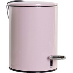 Metalen vuilnisbak/pedaalemmer roze 3 liter 23 cm - Pedaalemmers