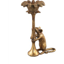 PTMD Mini Gold polyresin mouse candle holder