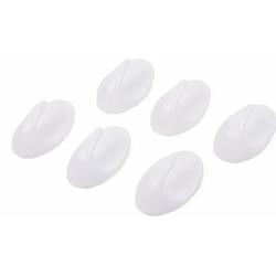 Benson Handdoekhaakjes - 6x - wit - zelfklevend - ovaal - kunststof - Handdoekhaakjes