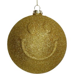 Ornament kerstbal Smiley glas Oranje 10.7 cm