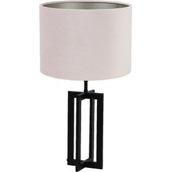 Tafellamp Mace/Velours - Zwart/Licht roze - Ø30x56cm