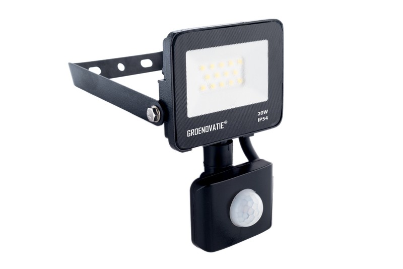 Groenovatie LED Breedstraler 20W Waterdicht IP54 Neutraal Wit, Sensor - 