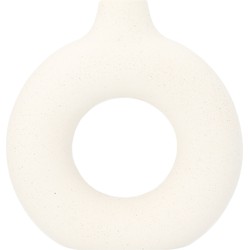 QUVIO Vaas rond met gat in het midden - 19 cm - Keramiek - Wit
