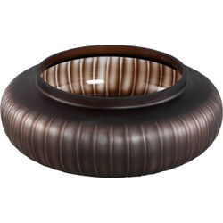 PTMD Linesa Brown Carved Glass Round Vase Low Matt