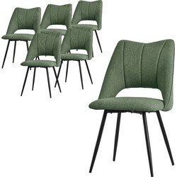 Eetkamerstoel set van 6 groen gestoffeerd incl. montagemateriaal Gestoffeerde stoel Keukenstoel ML design