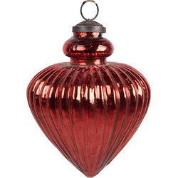 Clayre & Eef Kerstbal Ø 10x13 cm Rood Glas Kerstboomversiering