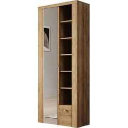 Meubella - Schoenenkast Linford - Eiken - 80 cm - Met spiegel