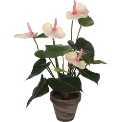 Mica Decorations Anthurium Kunstplant in Bloempot Stan - H40 x Ø30 cm - Lichtroze