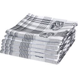 Twentse Damast Theedoekenset - 6 stuks - Cappuccino Zwart