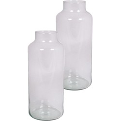 Floran Bloemenvaas Bela Arte - 2x - transparant glas - D15 x H35 cm - melkbus vaas met smalle hals - Vazen