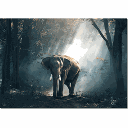 Label2X Muurrechthoek olifant 56 x 80 cm - 56 x 80 cm