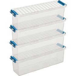 8x Kunststof stapelbare opbergbak 1,3 liter 27 x 8,4 x 9 cm - Opbergbox