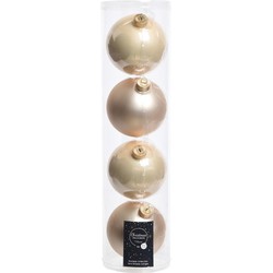 4x Licht parel/champagne kerstballen van glas 10 cm glans en mat - Kerstbal