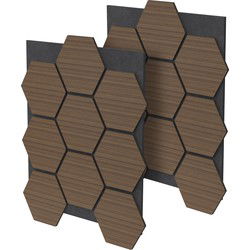 Set van 2 akoestische panelen voor 1m² Bruine wandpanelen Hexagon geluidsisolatie ML-Design