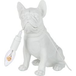 J-line - Lamp Bulldog Poly Wit - 25x15x29cm