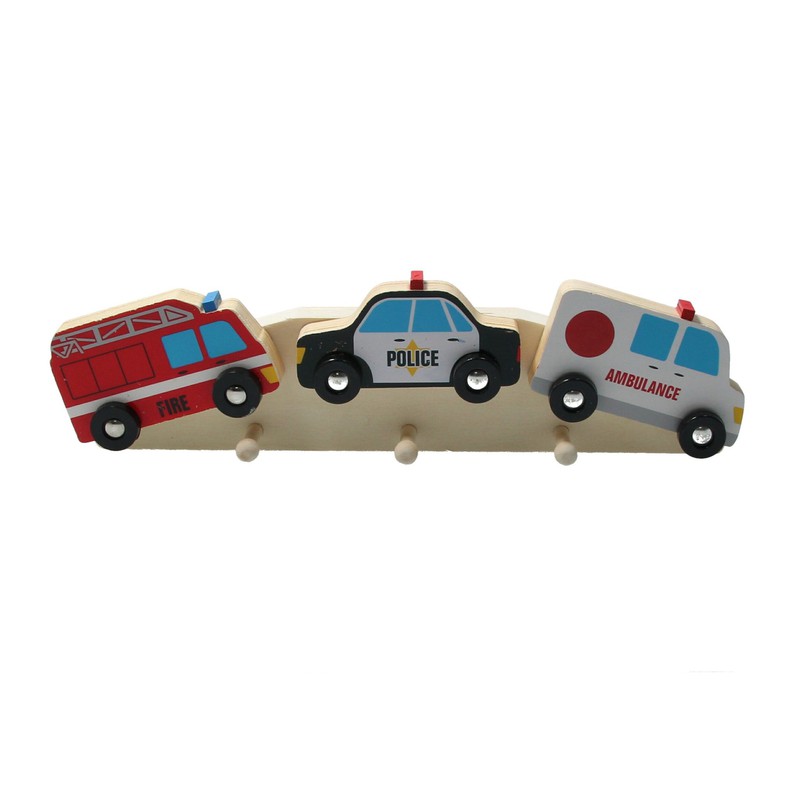 The Toycompany Houten Kapstok ‒ Kinderkapstok ‒ Politie Auto & Hulpdiensten  32 cm - The Toycompany 