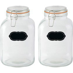 Weckpot/inmaakpot - 2x - 3L - glas - met beugelsluiting - incl. etiketten - Weckpotten