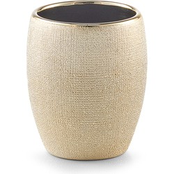 Tandenborstelhouder - keramiek - goud glitter - D8 x H10 cm - Tandenborstelhouders