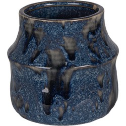 Clayre & Eef Bloempot  Ø 12x11 cm Blauw Keramiek Bloempot binnen