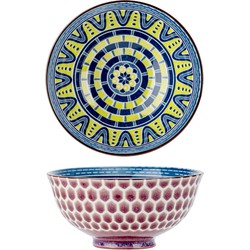 1x Marakesh blauwe salade soepkommen/serveerschalen van porselein 12 cm rond - Serveerschalen