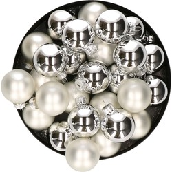 Kerstballen set van glas 36x stuks zilver 4 cm - Kerstbal