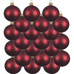 24x Glazen kerstballen mat donkerrood 8 cm kerstboom versiering/decoratie - Kerstbal