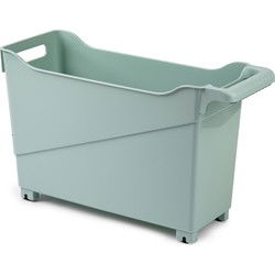 Plasticforte Trolley - pastel groen - L45 x B17 x H29cm - op wieltjes - Opberg trolley