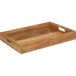 5Five Keuken serveer dienblad met opstaande rand - acacia hout - bruin - 42 x 30 cm - 2 handvaten - Dienbladen