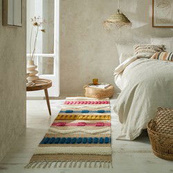 Loper - Medina Modern Jute - Laagpolig - Naturel / Multi 60X230 Cm - 60 X 230 CM