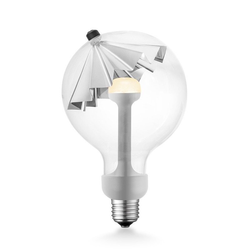 Design LED Lichtbron Move Me - Zilver - G120 Umbrella LED lamp - 12/12/18.6cm - Met verstelbare diffuser via magneet - geschikt voor E27 fitting - Dimbaar - 5W 400lm 2700K - warm wit licht - 