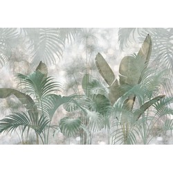Komar fotobehang Paillettes Tropicales vergrijsd groen - 368 x 248 cm - 611151