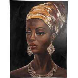 PTMD Jeorgia Black canvas wall panel shiny gold woman