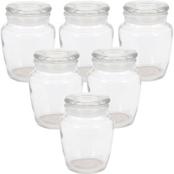 Kruidenpotjes/voorraadpotjes - 6x stuks - glas - transparant - 150 ml - Voorraadpot