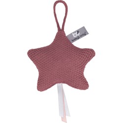 Baby's Only Gebreide decoratie hanger ster Robust - Decoratieve accessoires - Stone Red - Met ophanglusje