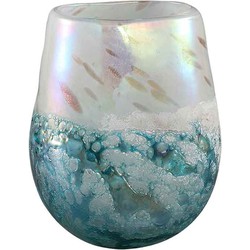 PTMD Mersh Ovale Vaas - 15 x 12 x 19,5 cm - Glas - Blauw