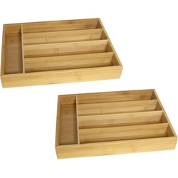 Set van 2x stuks bestekbakken bamboe hout 26 x 36 cm - Bestekbakken