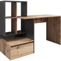 Meubella Bureau Pierre 2 - Licht eiken - Antraciet - 145 cm