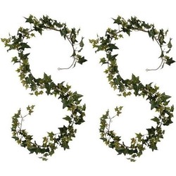 2x Groene klimop hangplanten 180 cm kunstplanten slinger woonaccessoires/woondecoraties - Kunstplanten