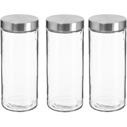 3x stuks voorraadbussen/voorraadpotten 2L glas met RVS deksel - Voorraadpot