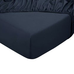DoubleDry Hoeslaken 100% Natuurlijk Katoen - Tweepersoons 140x200 cm - Zacht & Ademend - Rondom Elastiek - Navy