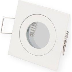 Groenovatie Inbouwspot, MR11 (35 mm), Vierkant, Aluminium, Waterdicht IP44, Mat Wit