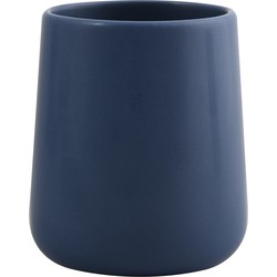 MSV Badkamer drinkbeker Malmo - Keramiek - donkerblauw - 8 x 10 cm - Tandenborstelhouders